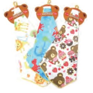 ループ&ネームタグ付ハンドタオル 3柄アソート【12個セット】 152-06