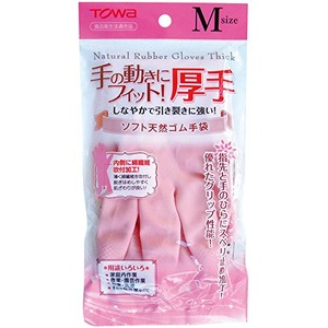 東和 ソフトフィット天然ゴム手袋厚手Mピンク 45-971 【12個セット】