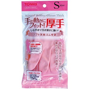 東和 ソフトフィット天然ゴム手袋厚手Sピンク 45-972 【12個セット】