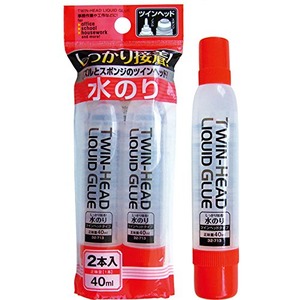 しっかり接着!ツインヘッド水のり40ml 2本入 32-713 【12個セット】