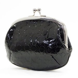 【COACH　OUTLET】コーチエンボスド ミニシグネチャー パテントレザー フレームド コイン パース/がま口 F63504SVBK
