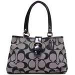 【COACH　OUTLET】コーチ ソーホー 24cm シグネチャー キャリーオール /トートバッグ　F23201E BKWT