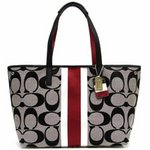 【COACH　OUTLET】コーチ　コーチ　ハンプトンズ ウィークエンド シグネチャー ストライプ ミディアム トート /トートバッグ　F19999 SVAXT
