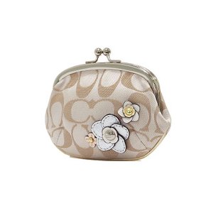 【COACH　OUTLET】コーチ シグネチャー フローラル アップリケ フレームド コイン パース/がま口 小銭入れ F63577 SV/MC