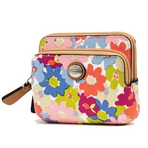 【COACH　OUTLET】コーチ ペイトン フローラル　ダブルジップ コインウォレット / IDコインケース　F60259　SV/MC
