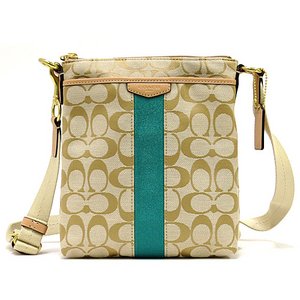 【COACH　OUTLET】コーチ　シグネチャーストライプ12CM N/S スウィングバッグ / ショルダーバッグ F50600　BKHEM