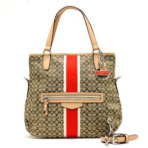 【COACH　OUTLET】コーチ　シグネチャー ストライプ フォルドオーバー サッチェル 2Way トートバッグ　F27024 SVC3D