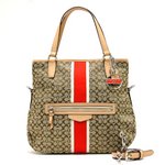 【COACH　OUTLET】コーチ　シグネチャー ストライプ フォルドオーバー サッチェル 2Way トートバッグ　F27024 SVC3D