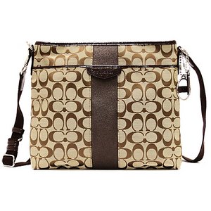 【COACH　OUTLET】コーチ　シグネチャーストライプ 12cm ファイル バッグ　ショルダーバッグ　F28502 SKHMA