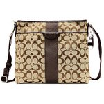 【COACH　OUTLET】コーチ　シグネチャーストライプ 12cm ファイル バッグ　ショルダーバッグ　F28502 SKHMA