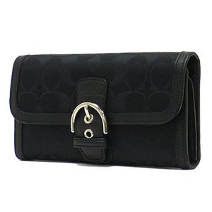 【COACH　OUTLET】コーチ　キャンベル シグネチャー メタリック バックル スリム エンベロープ / 長財布　F50138 SV/BK