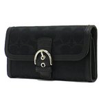 【COACH　OUTLET】コーチ　キャンベル シグネチャー メタリック バックル スリム エンベロープ / 長財布　F50138 SV/BK