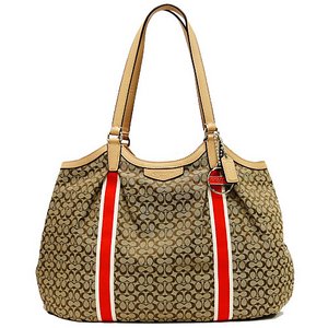 【COACH　OUTLET】コーチ　シグネチャー ストライプ 6CM デヴィン ショルダー トート バッグ F26131 SVC3D