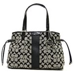 【COACH　OUTLET】コーチ　　シグネチャー ストライプ 12CM キャリーオール トートバッグ F28501 SBWBK