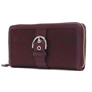 【COACH　OUTLET】コーチ　キャンベル シグネチャー メタリック バックル アコーディオン ジップ アラウンド / 長財布　F50151 SV/BX