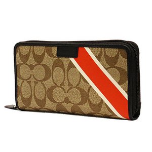 【COACH　OUTLET】コーチ　メンズ ヘリテージ シグネチャー ストライプ アコーディオン ジップ ウォレット / 長財布 F74707 B72