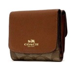 COACH コーチ アウトレット シグネチャー PVC レザー スモール ウォレット / 二つ折り財布
