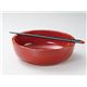 KT2070 木目そうめん鉢セット(朱)うさぎ(取箸付) 【Kaze-ya style・北市漆器店 】