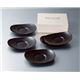 KZ2282 手塗うるし4.5小判茶托揃(溜)(5)木箱入 【Kaze-ya style・北市漆器店 】