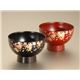 KZ2531 手塗うるしさくらペア3.6あつあつみそ汁椀(溜・朱) 【Kaze-ya style・北市漆器店 】
