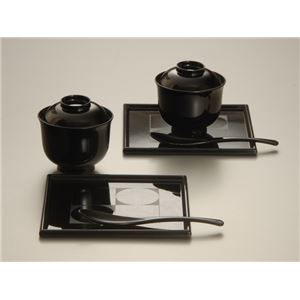 KZ2537 市松Modernペアおしるこセット（黒） 【Kaze-ya style・北市漆器店 】