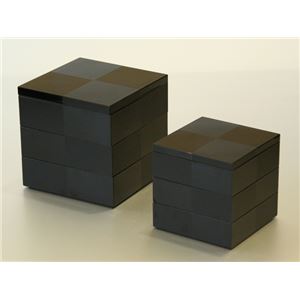 KZ2539 市松BLACK5.0三段重（黒） 【Kaze-ya style・北市漆器店 】