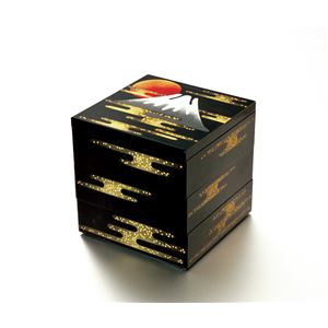 KZ2574A 富士山5.0三段重（黒）（A） 【Kaze-ya style・北市漆器店 】