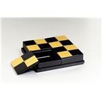 KZ2622 市松GOLD角オードブルセット（黒）（A） 【Kaze-ya style・北市漆器店 】