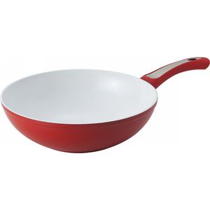 フォージドチャイナパン28cm D＆Sアルミチャイナパン28WHRE ホワイト×レッド 13-0257-070