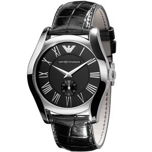 EMPORIO ARMANI （エンポリオ アルマーニ） AR0643 ブラック革ベルト ブラック文字盤 メンズ 腕時計 クォーツ