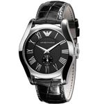 EMPORIO ARMANI （エンポリオ アルマーニ） AR0643 ブラック革ベルト ブラック文字盤 メンズ 腕時計 クォーツ