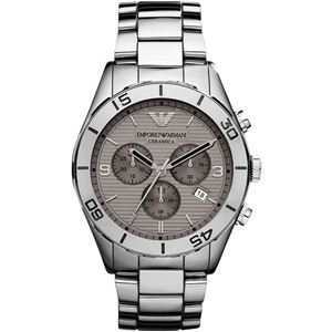EMPORIO ARMANI （エンポリオ アルマーニ） AR1462 チタンセラミック クロノグラフ シルバー文字盤 メンズ 腕時計 クォーツ