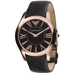 EMPORIO ARMANI （エンポリオ アルマーニ） AR2043 ステンレス（ピンクゴールドカラー） ブラック革ベルト ブラック文字盤 メンズ 腕時計 クォーツ
