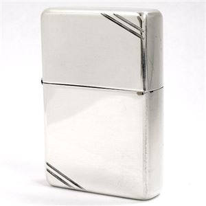 ジッポライター（ZIPPO） #14 スターリングシルバー（純銀製） 銀無垢 ライン入りフラットトップ ツヤ有りタイプ no14-s