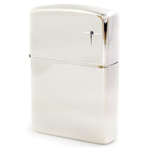 ジッポライター（ZIPPO） #15-BKDIA スターリングシルバー（純銀製） 銀無垢 天然石 ブラックダイヤ no15bkdia-s