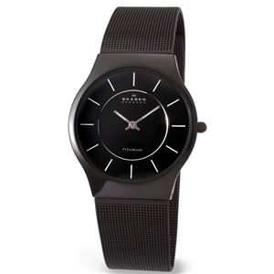 SKAGEN（スカーゲン） 233LTMB ウルトラスリム チタン メッシュベルト ブラック文字盤 メンズウォッチ 腕時計 クォーツ