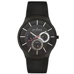 SKAGEN（スカーゲン） 809XLTBB チタニウム マルチファンクション メッシュベルト ブラック×カーボン文字盤 メンズウォッチ 腕時計 クォーツ