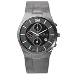 SKAGEN（スカーゲン） 906XLTTM チタニウム クロノグラフ メッシュベルト ダークグレー×カーボン文字盤 メンズウォッチ 腕時計 クォーツ