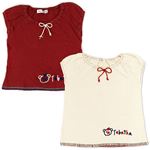 子供服 カラーオフホワイト Tabatha CRAYON リボン付ステッチTシャツ サイズ90cm
