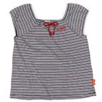 子供服 カラーエンジ 赤 ネイビー 紺 青 Tabatha CRAYON リボン付ボーダー半袖Tシャツ サイズ120cm