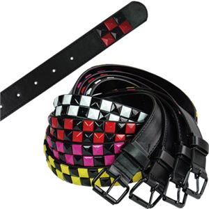 チェッカーフラッグカラーピラミッドベルト（BK×BK×RED） BLT-232-2