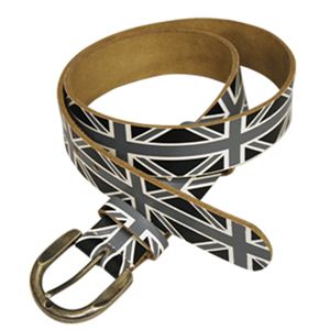 ユニオンジャックプリントレザーベルト（BLACK） BLT-383-01