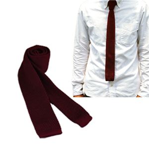 無地ニットタイ（WINE） TIE-037-03