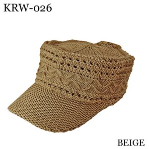 アクリル麻混ツバ付きワッチ（BEIGE）