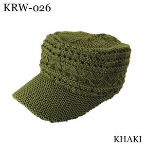 アクリル麻混ツバ付きワッチ（KHAKI）