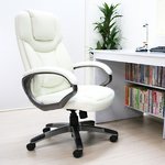立体クッション ロッキング機能付パソコンチェアホワイトHLC-004WH