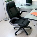 跳ね上げ式肘掛ロッキング機能付チェアブラックHLC-005BK