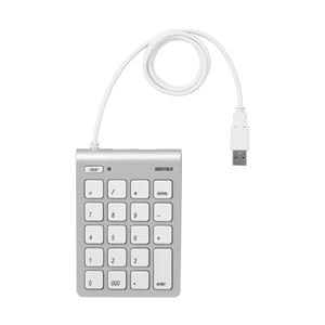 テンキーボード Mac用 USB接続 スリム 独立キー シルバー - 拡大画像