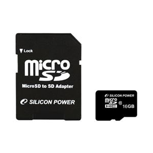 シリコンパワー microSDHCカード 16GB （Class10） 永久保証 （SDHCアダプター付） SP016GBSTH010V10-SP - 拡大画像