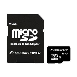 シリコンパワー microSDHCカード 32GB （Class4） 永久保証 （SDHCアダプター付） SP032GBSTH004V10-SP - 拡大画像